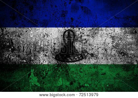 Grunge Flag Of Lesotho With Capital In Maseru