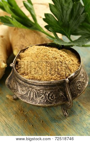 ground and fresh ginger traditional oriental spice