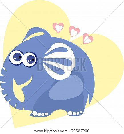 Cute elephant in love - vector illustration