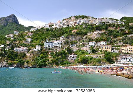Picturesque summer landscape of vietri sul mare beach, Italy