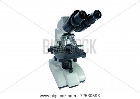 closeup isolate lap microscope on white background