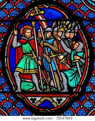 Crusaders - Stained Glass In Cathedral Of Tours, France