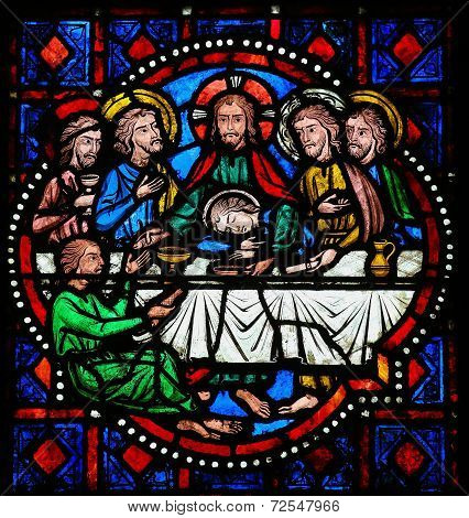 Last Supper On Maundy Thursday - Stained Glass In Tours