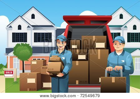 Movers Carrying Boxes