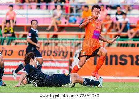 Sisaket Thailand-september 21: Santirat Viang-in Of Sisaket Fc. In Action During Friendly Match Betw