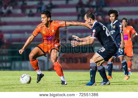 Sisaket Thailand-september 21: David Bala Of Sisaket Fc. In Action During Friendly Match Between Sis