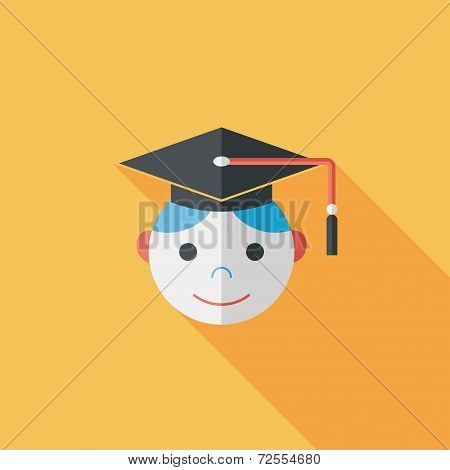 Graduation Man Flat Icon With Long Shadow,eps10
