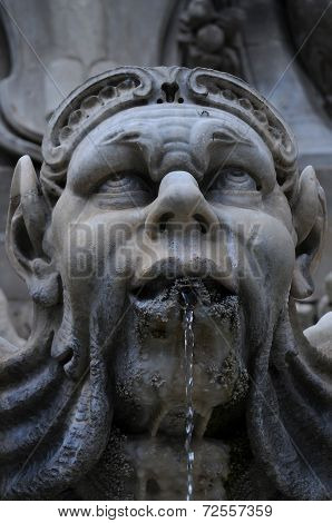 Part Of The Fountain In Piazza Della Rotonda