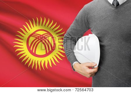 Architect With Flag On Background  - Kyrgyzstan
