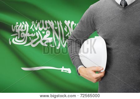Architect With Flag On Background  - Saudi Arabia