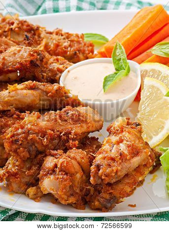 Chicken wings with parmesan cheese in the oven