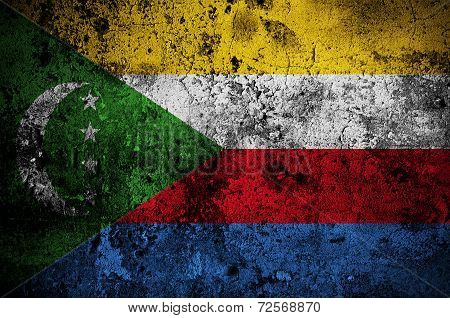 Grunge Flag Of The Comoros With Capital In Moroni
