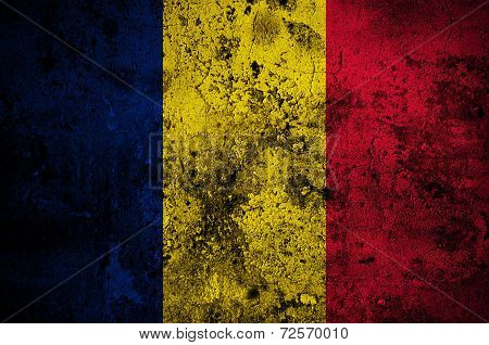 Grunge Flag Of Chad  With Capital In N'djamena