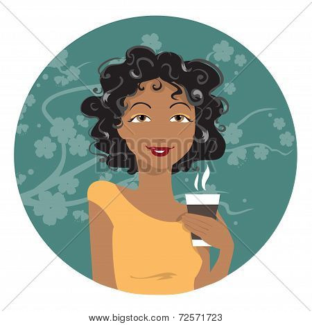 African American Woman Drinking Coffee