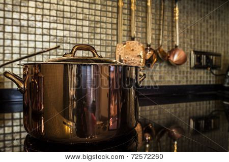 copper Saucepan on the stove