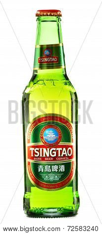 Bottle Of Tsingtao Beer Isolated On White