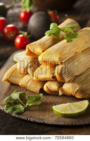 Homemade Corn And Chicken Tamales