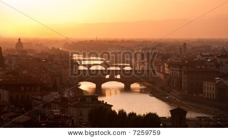Florence Panorama při západu slunce