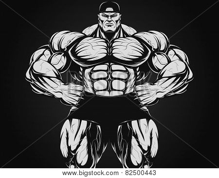 Bodybuilder with dumbbell