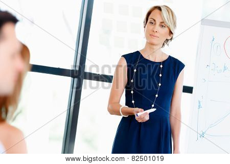 Businesswoman doing a presentaion in front of her collegues