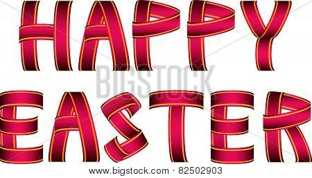 Red And Yellow Happy Easter Ribbon Text