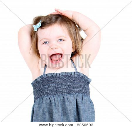 Cute toddler girl shouting 