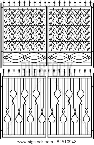 Wrought Iron Gate, Door, Fence, Window, Grill, Railing Design Vector Art