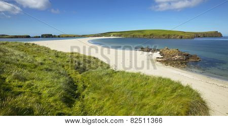 Tombolo And Beach In Bigton And St Ninian. Shetland. Scotland
