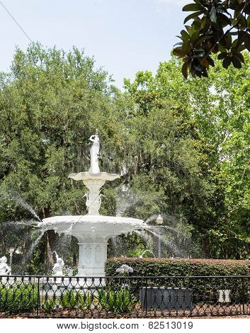Park Fountain On Green