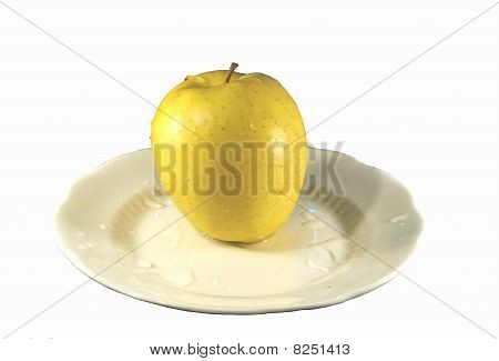Keltainen apple valkoinen kilpi