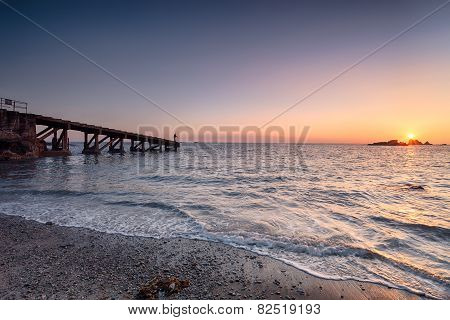 Sundown At Polpeor Cove