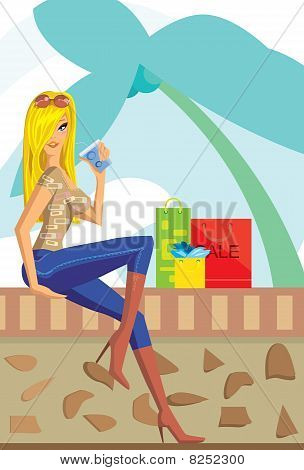 Woman with shopping bags