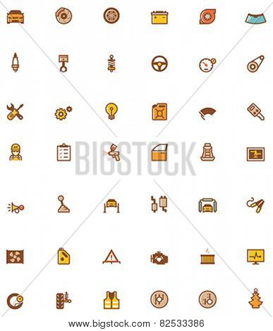 Set of the car service and repair related icons