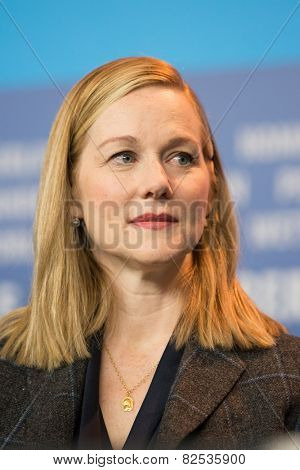 BERLIN, GERMANY - FEBRUARY 08: Laura Linney  attends the 'Mr. Holmes' press conference. 65th Berlinale International Film Festival at Grand Hyatt Hotel on February 8, 2015 in Berlin, Germany.