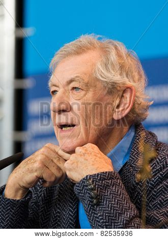 BERLIN, GERMANY - FEBRUARY 08: Sir Ian McKellen attends the 'Mr. Holmes' press conference. 65th Berlinale International Film Festival at Grand Hyatt Hotel on February 8, 2015 in Berlin, Germany.