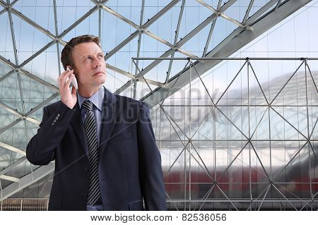 businessman looks to the future