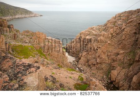 North Sea rocks summer panorama