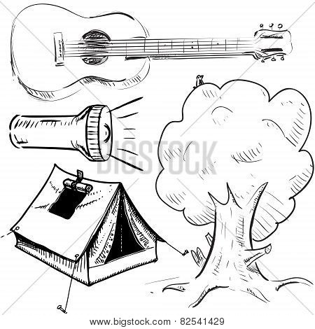 Camping objects collection.