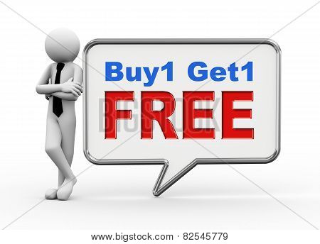 3D Businessman With Speech Bubble - Buy1 Get1 Free