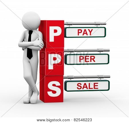 3D Businessman With Pps Signpost Illustration