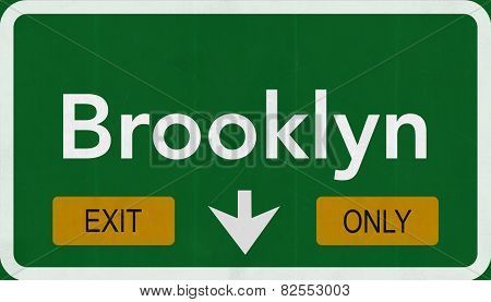 Brooklyn USA Interstate Exit Only Highway Sign Illustration