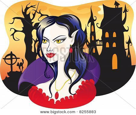 Halloween Background.eps üzerinde güzel vampir