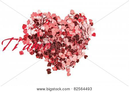 Valentines confetti against ti amo