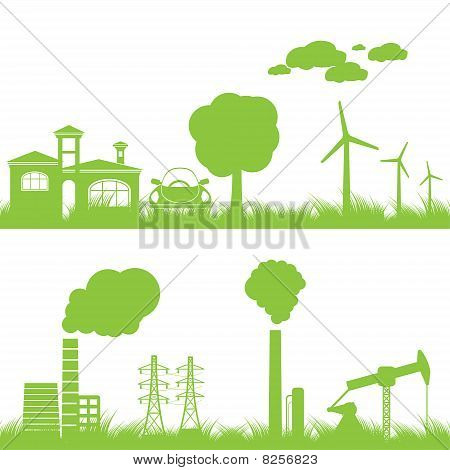 sfondo astratto di ecologia, industria e natura
