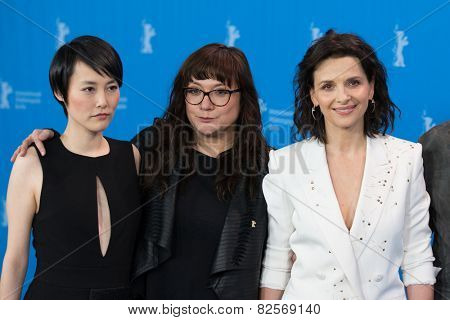 BERLIN, GERMANY - FEBRUARY 05: Rinko Kikuchi, Isabel Coixet, J. Binoche, Nobody Wants the Night. 65th Berlinale International Film Festival at Grand Hyatt Hotel on February 5, 2015 in Berlin, Germany.