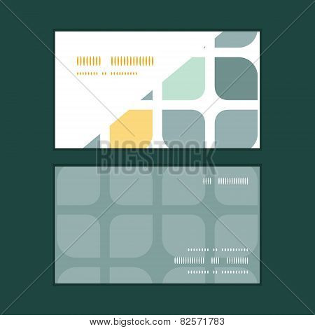 Vector abstract gray yellow rounded squares horizontal corner frame pattern business cards set