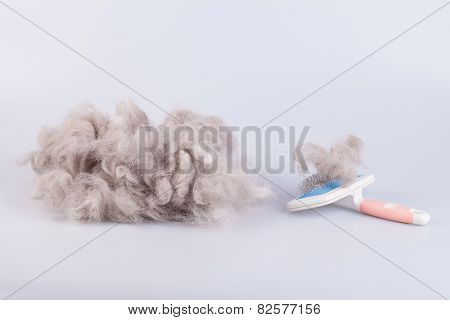 Raw wool yarn coiled into a ball