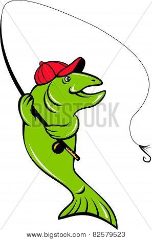 Trout Fly Fishing Rod Hook Cartoon