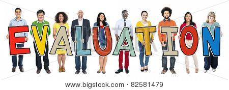 Multiethnic Group of People Holding Letter Evaluation