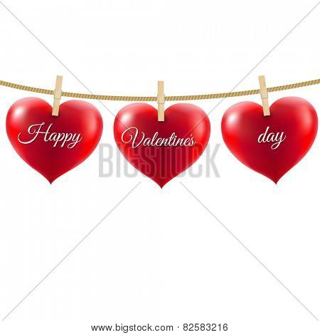 Heart With Clothespegs With Gradient Mesh, Vector Illustration
